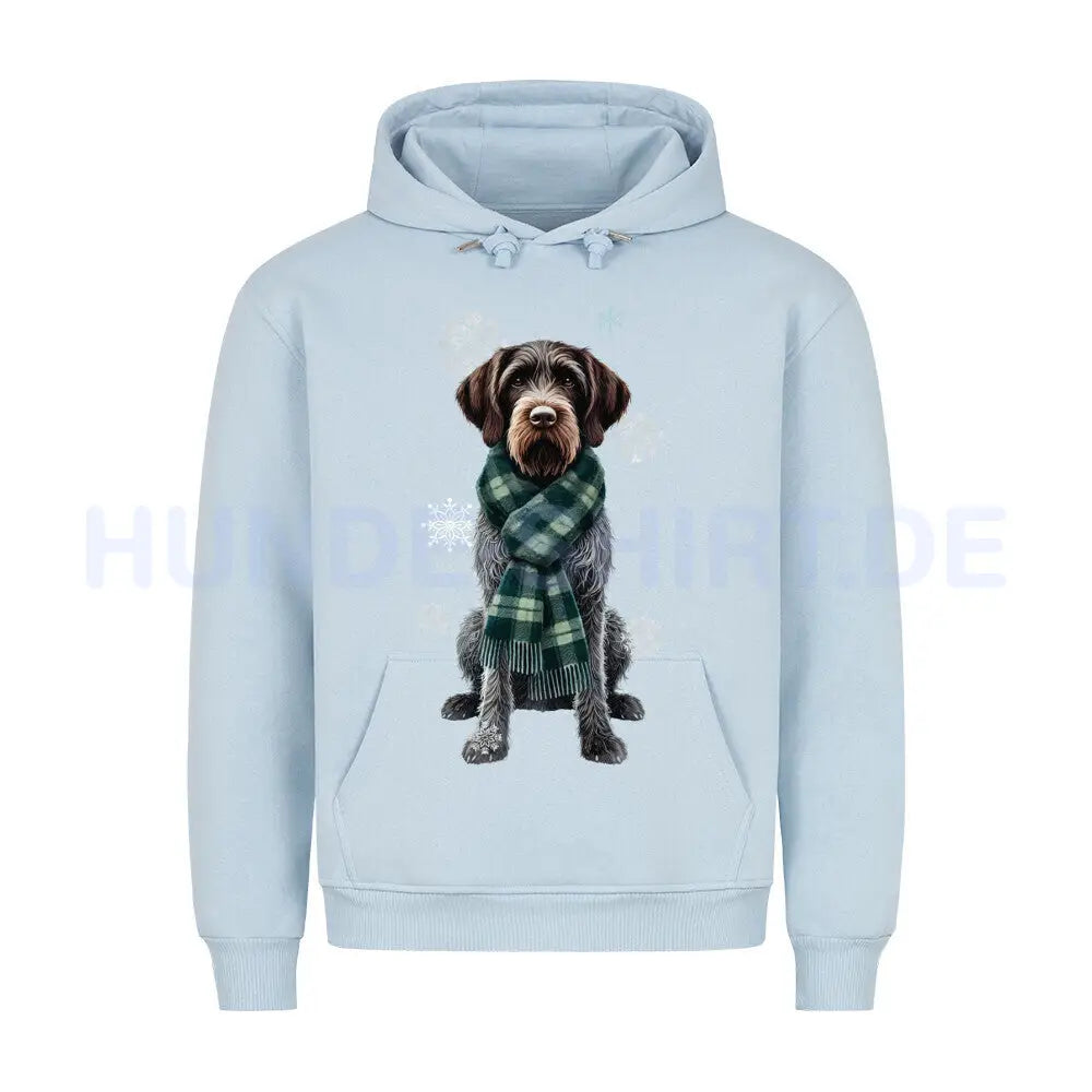 Premium Hoodie "Deutsch Drahthaar Winter" Babyblau – hunde-shirt.de