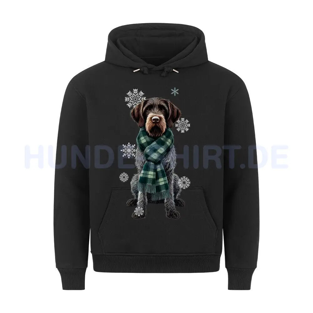 Premium Hoodie "Deutsch Drahthaar Winter" Schwarz – hunde-shirt.de