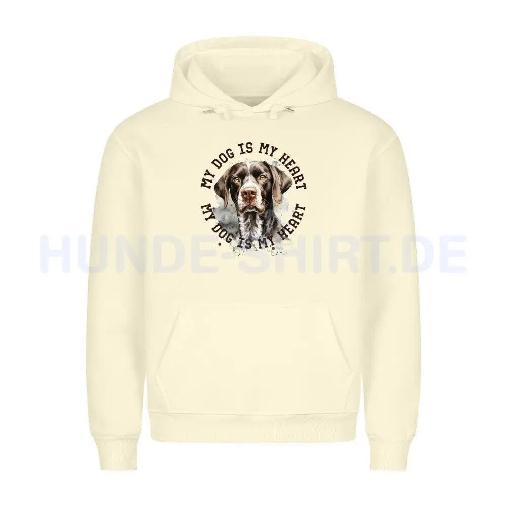 Premium Hoodie "Deutsch Kurzhaar HEART 2" Beige – hunde-shirt.de