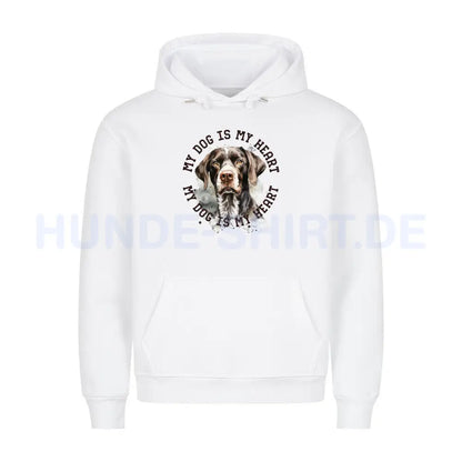 Premium Hoodie "Deutsch Kurzhaar HEART 2" Weiß – hunde-shirt.de