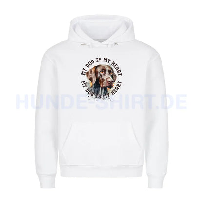 Premium Hoodie "Deutsch Kurzhaar HEART" Weiß – hunde-shirt.de