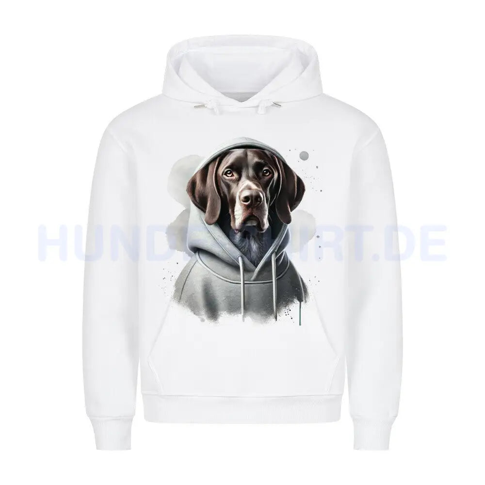 Premium Hoodie "Deutsch Kurzhaar Hooded" Weiß – hunde-shirt.de