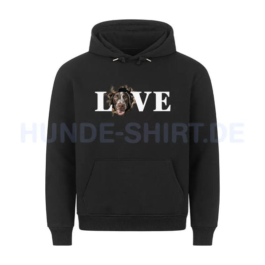 Premium Hoodie "Deutsch Kurzhaar - LOVE" Schwarz – hunde-shirt.de