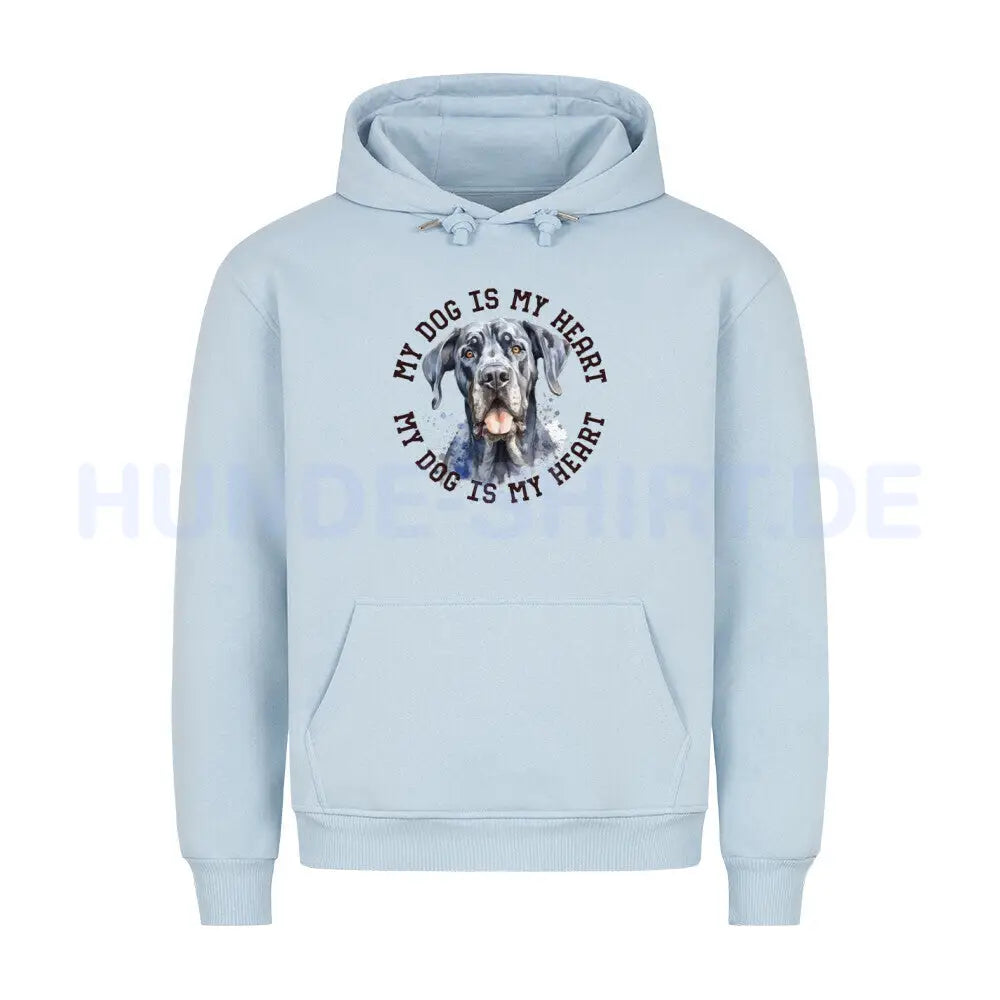 Premium Hoodie "Deutsche Dogge HEART" Babyblau – hunde-shirt.de