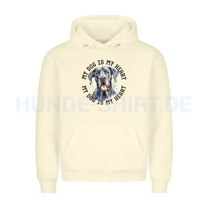 Premium Hoodie "Deutsche Dogge HEART" Beige – hunde-shirt.de