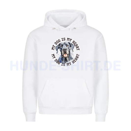 Premium Hoodie "Deutsche Dogge HEART" Weiß – hunde-shirt.de