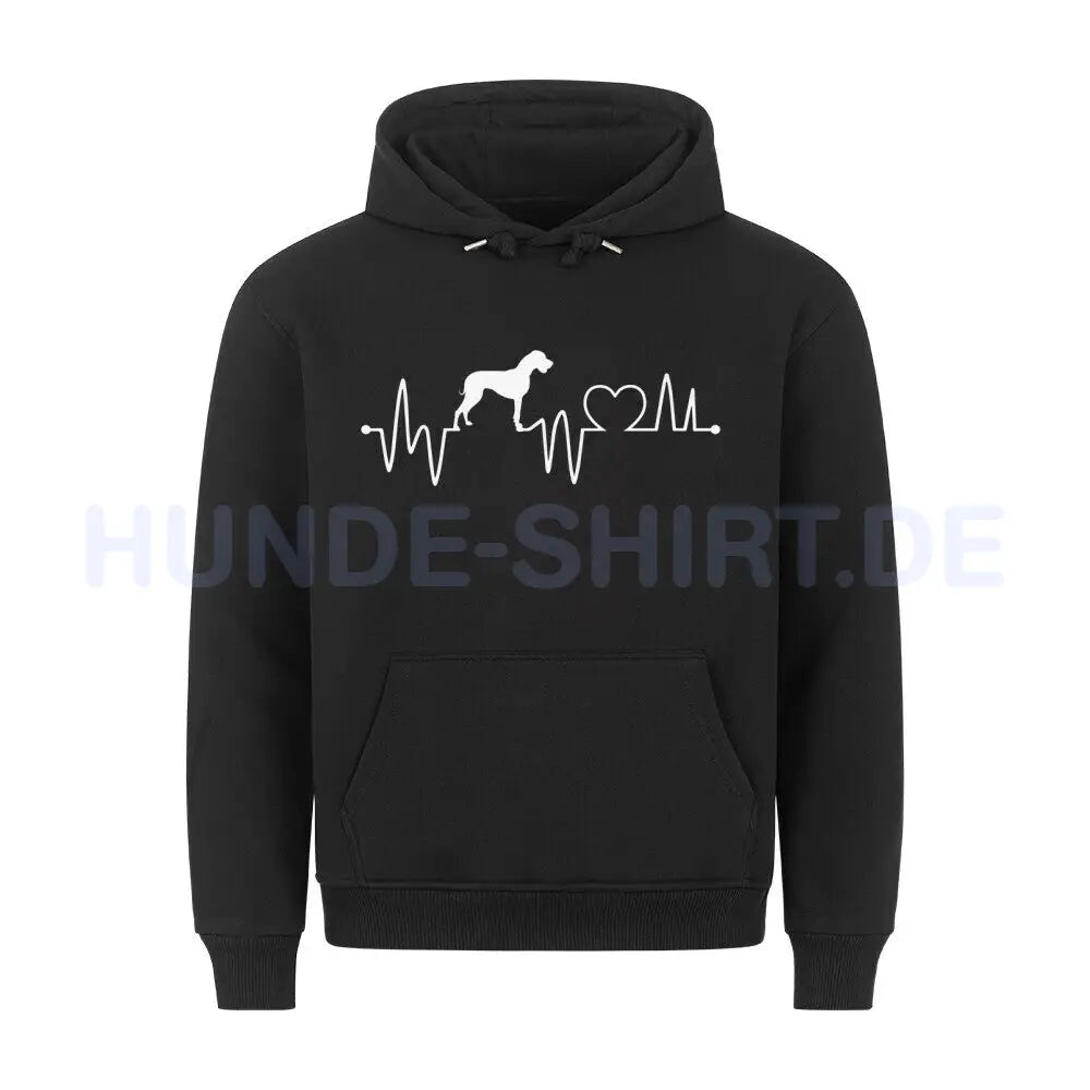 Premium Hoodie "Deutsche Dogge - Heartbeat" Schwarz – hunde-shirt.de