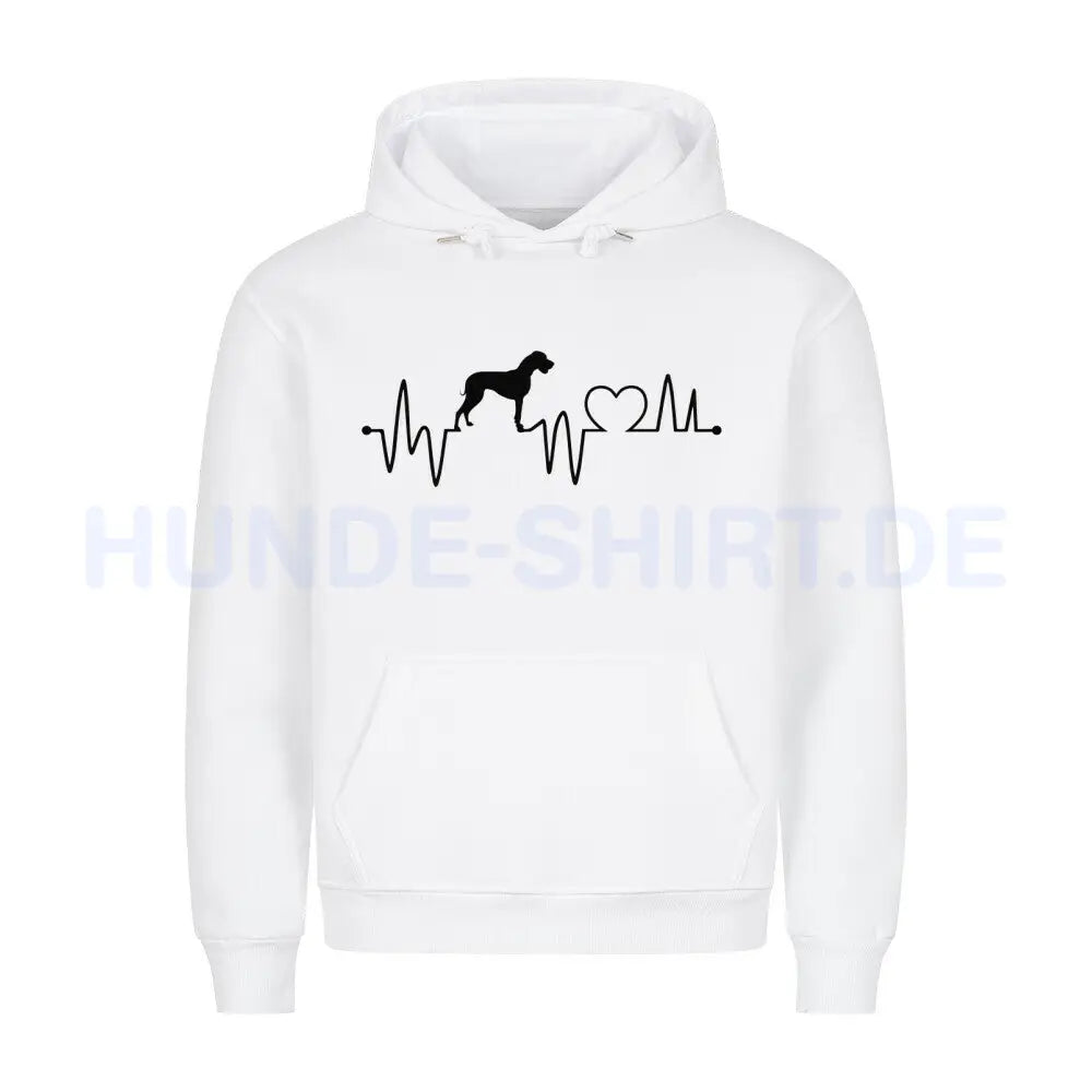 Premium Hoodie "Deutsche Dogge - Heartbeat" Weiß – hunde-shirt.de