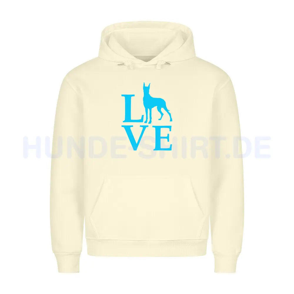 Premium Hoodie "Deutsche Dogge - Love blue" Beige – hunde-shirt.de