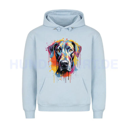 Premium Hoodie "Deutsche Dogge Paint" Babyblau – hunde-shirt.de