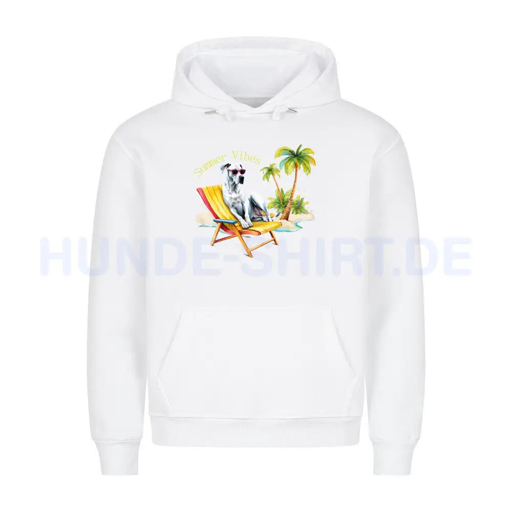 Premium Hoodie "Deutsche Dogge - Summer Vibes" Weiß – hunde-shirt.de