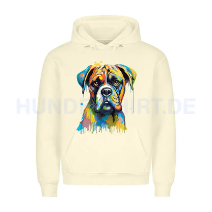 Premium Hoodie "Deutscher Boxer ART" Beige – hunde-shirt.de