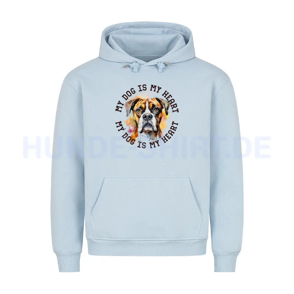 Premium Hoodie "Deutscher Boxer HEART" Babyblau – hunde-shirt.de