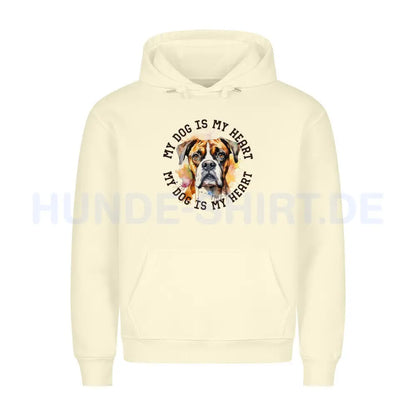 Premium Hoodie "Deutscher Boxer HEART" Beige – hunde-shirt.de