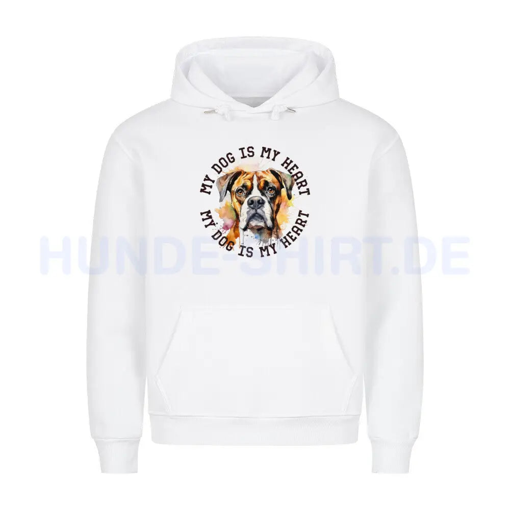 Premium Hoodie "Deutscher Boxer HEART" Weiß – hunde-shirt.de