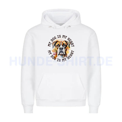 Premium Hoodie "Deutscher Boxer HEART" Weiß – hunde-shirt.de