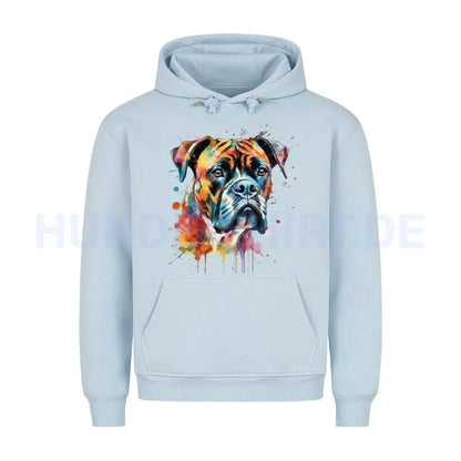 Premium Hoodie "Deutscher Boxer Paint" Babyblau – hunde-shirt.de