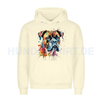 Premium Hoodie "Deutscher Boxer Paint" Beige – hunde-shirt.de