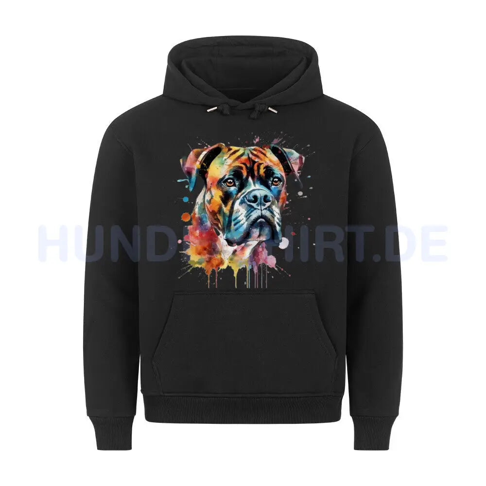 Premium Hoodie "Deutscher Boxer Paint" Schwarz – hunde-shirt.de