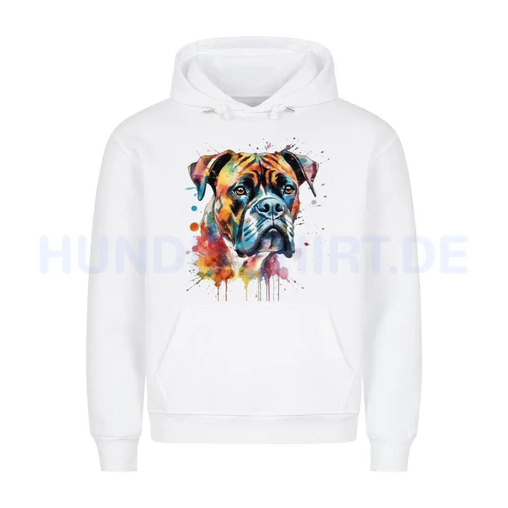 Premium Hoodie "Deutscher Boxer Paint" Weiß – hunde-shirt.de