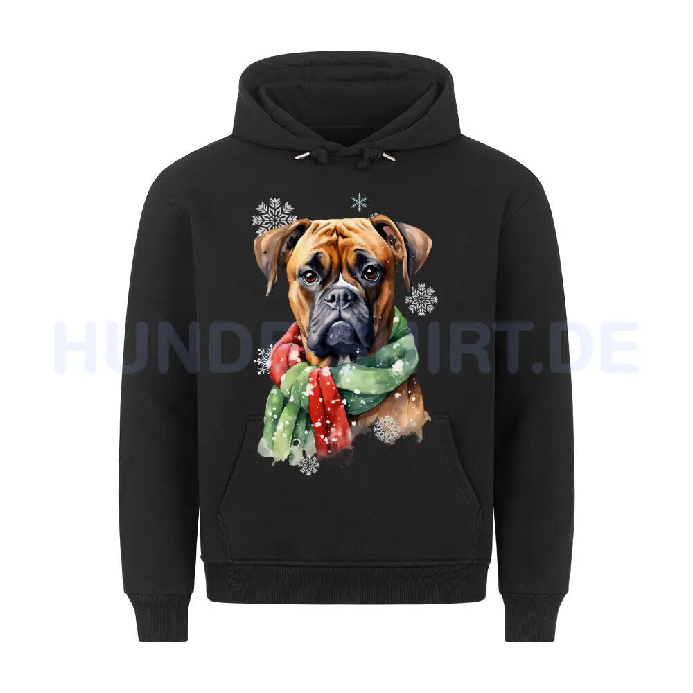 Premium Hoodie "Deutscher Boxer Winter" Schwarz – hunde-shirt.de