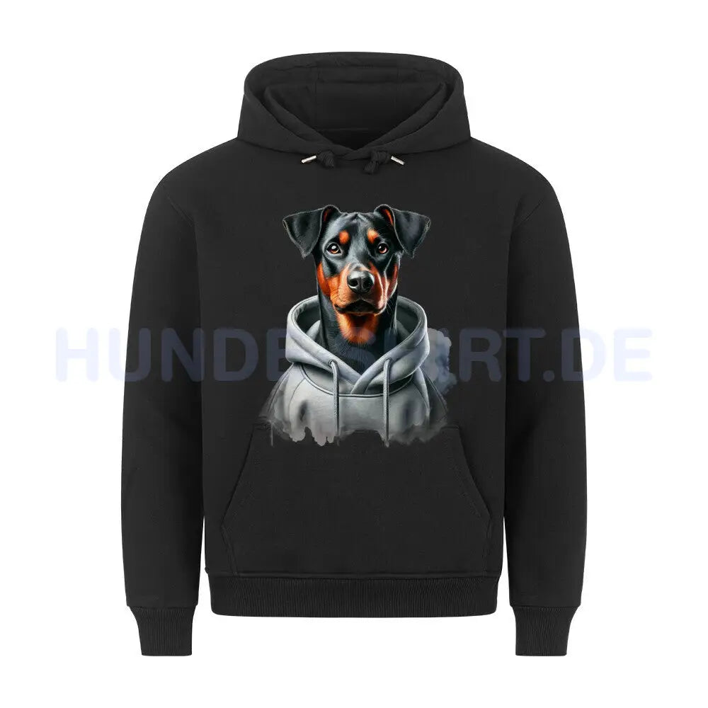 Premium Hoodie "Deutscher Pinscher Hooded" Schwarz – hunde-shirt.de