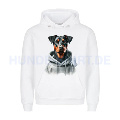 Premium Hoodie "Deutscher Pinscher Hooded" Weiß – hunde-shirt.de