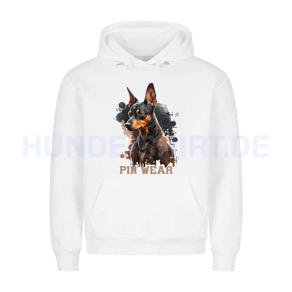 Premium Hoodie "Deutscher Pinscher - PIN WEAR" Weiß – hunde-shirt.de