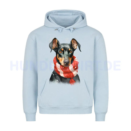 Premium Hoodie "Deutscher Pinscher Winter" Babyblau – hunde-shirt.de