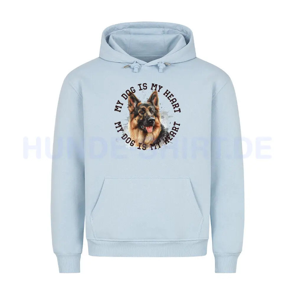 Premium Hoodie "Deutscher Schäferhund HEART 2" Babyblau – hunde-shirt.de