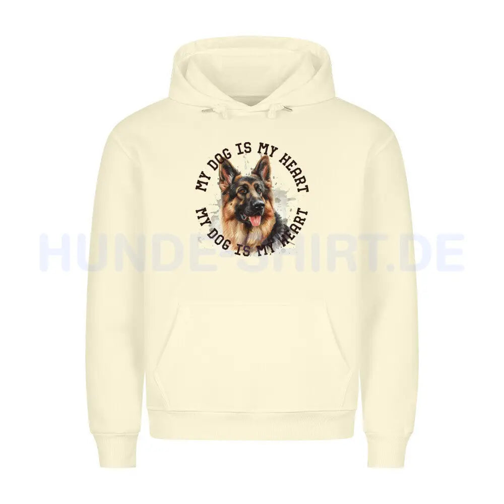 Premium Hoodie "Deutscher Schäferhund HEART 2" Beige – hunde-shirt.de