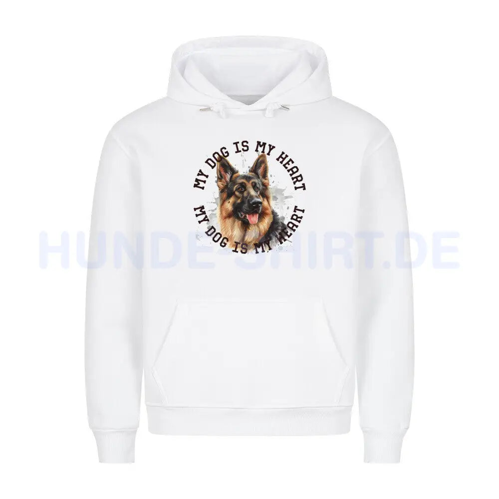 Premium Hoodie "Deutscher Schäferhund HEART 2" Weiß – hunde-shirt.de