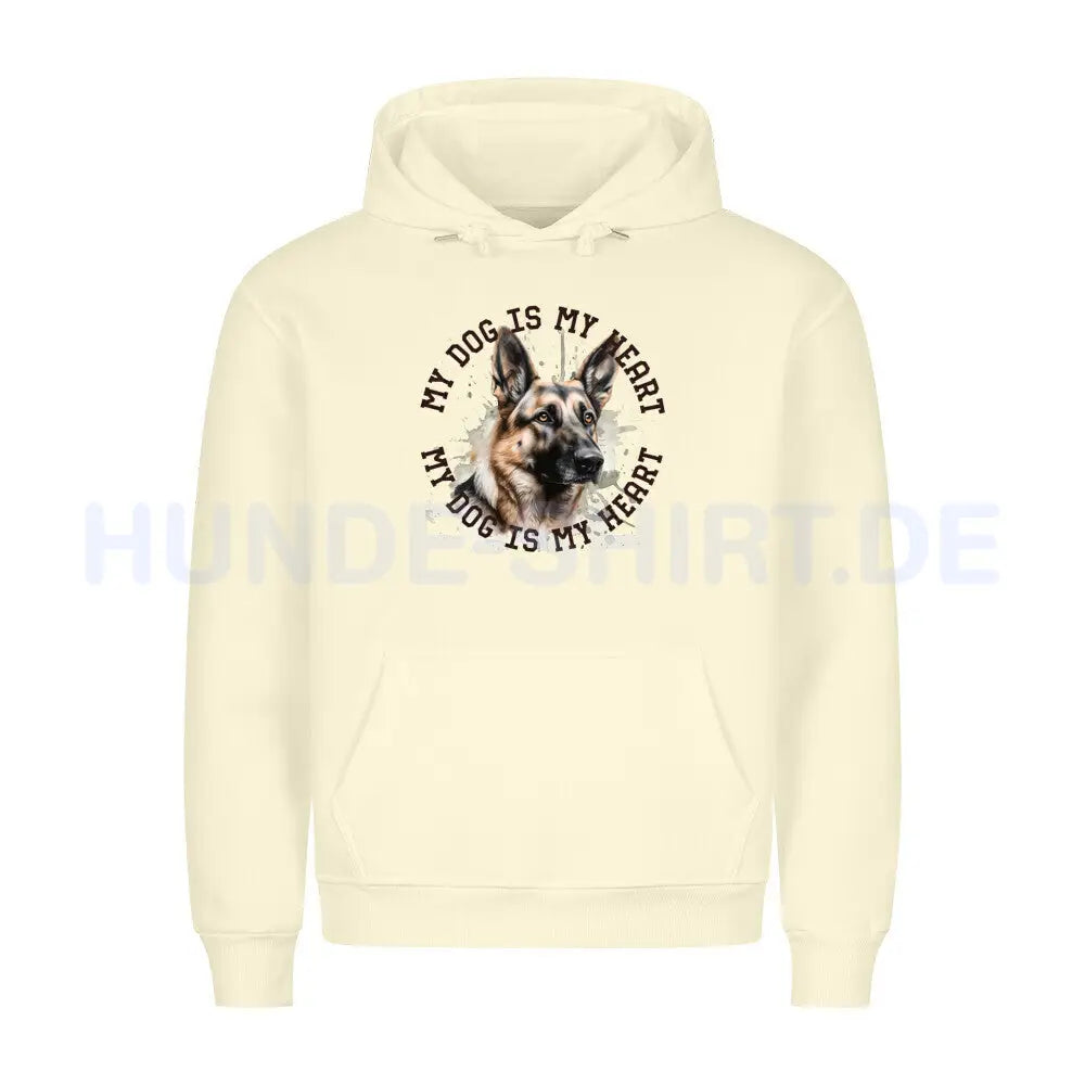 Premium Hoodie "Deutscher Schäferhund HEART" Beige – hunde-shirt.de