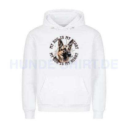 Premium Hoodie "Deutscher Schäferhund HEART" Weiß – hunde-shirt.de