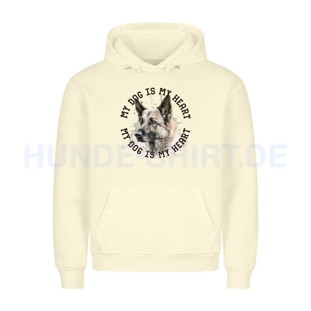 Premium Hoodie "Deutscher Schäferhund hell HEART" Beige – hunde-shirt.de