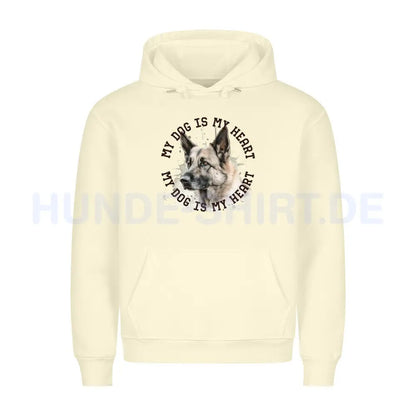 Premium Hoodie "Deutscher Schäferhund hell HEART" Beige – hunde-shirt.de