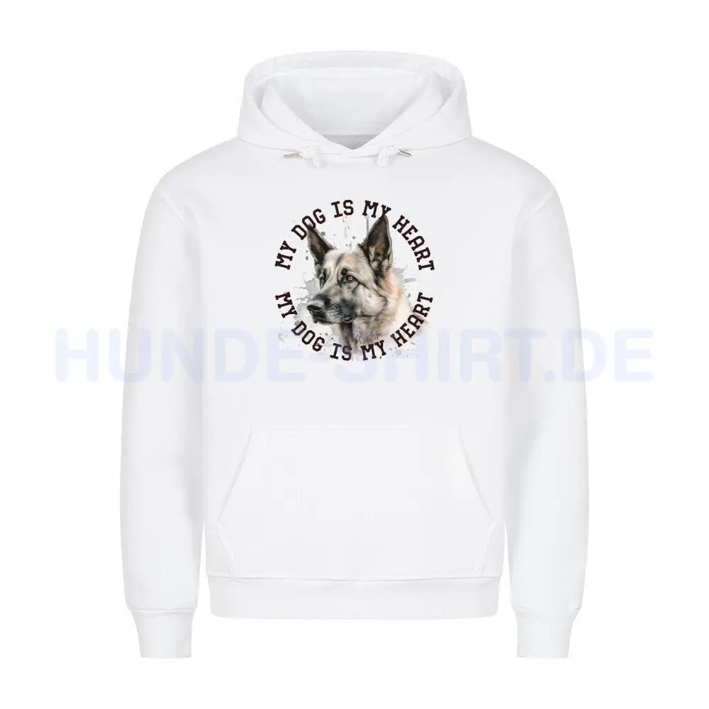 Premium Hoodie "Deutscher Schäferhund hell HEART" Weiß – hunde-shirt.de