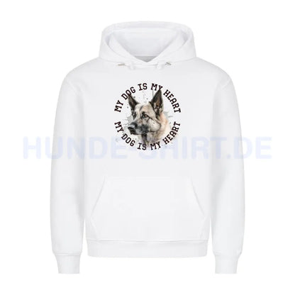 Premium Hoodie "Deutscher Schäferhund hell HEART" Weiß – hunde-shirt.de