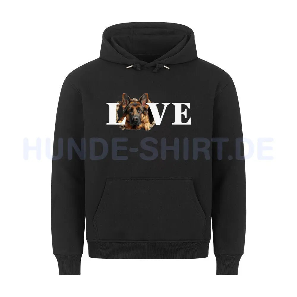 Premium Hoodie "Deutscher Schäferhund - LOVE" Schwarz – hunde-shirt.de