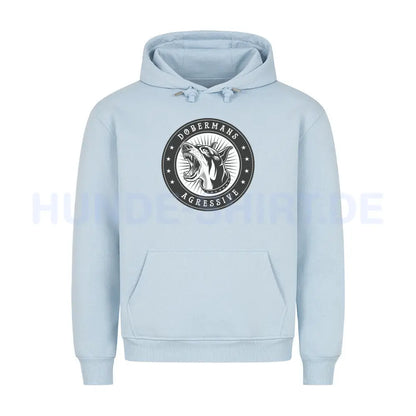 Premium Hoodie "Dobermann - Agressive" Babyblau – hunde-shirt.de