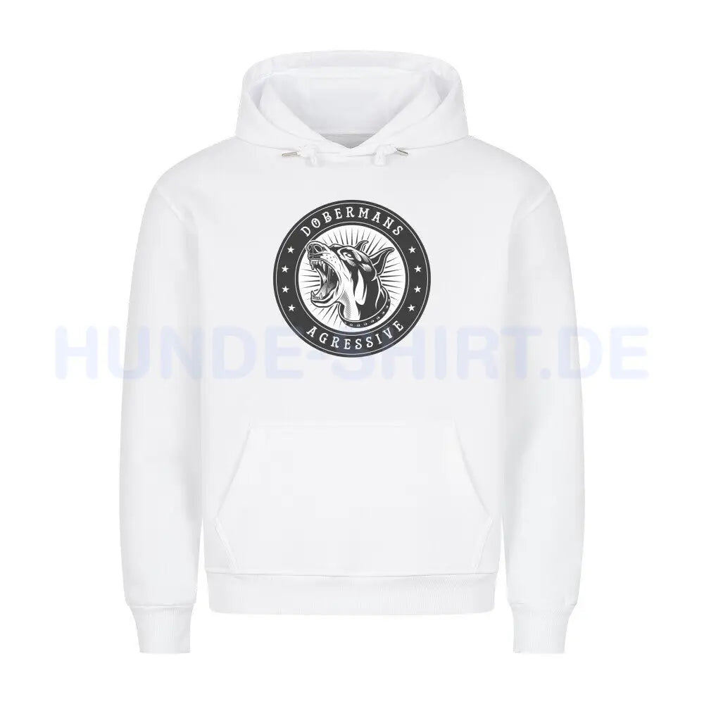 Premium Hoodie "Dobermann - Agressive" Weiß – hunde-shirt.de