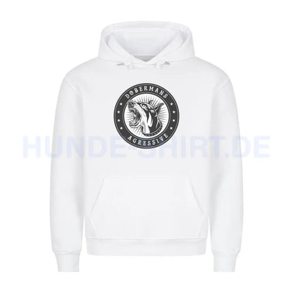 Premium Hoodie "Dobermann - Agressive" Weiß – hunde-shirt.de