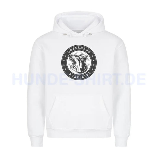 Premium Hoodie "Dobermann - Agressive" Weiß – hunde-shirt.de