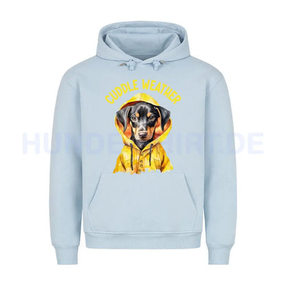 Premium Hoodie "Dobermann - Cuddle Weather" Babyblau – hunde-shirt.de