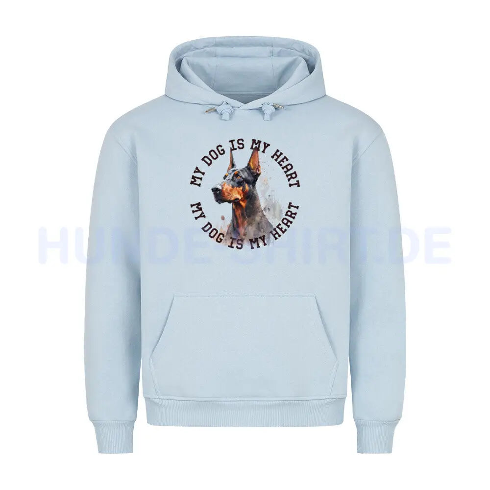 Premium Hoodie "Dobermann HEART 2" Babyblau – hunde-shirt.de