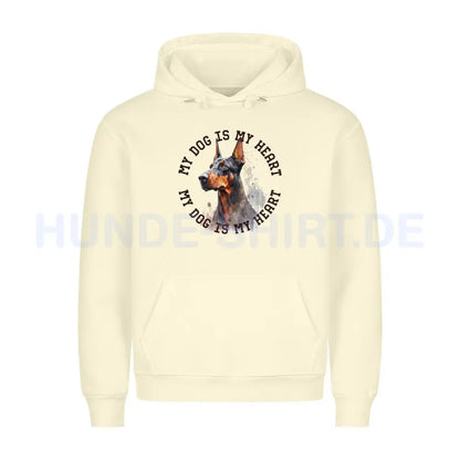 Premium Hoodie "Dobermann HEART 2" Beige – hunde-shirt.de