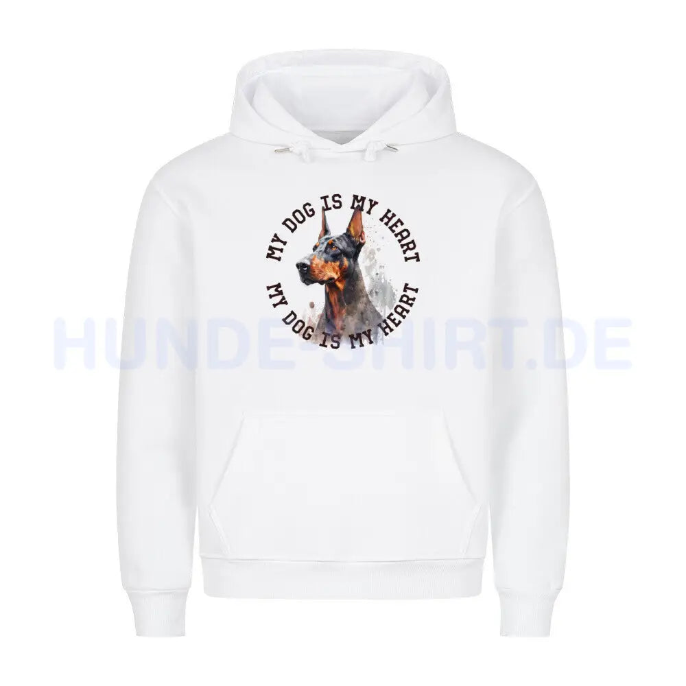 Premium Hoodie "Dobermann HEART 2" Weiß – hunde-shirt.de