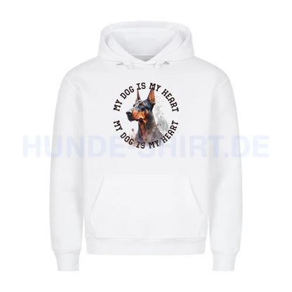 Premium Hoodie "Dobermann HEART 2" Weiß – hunde-shirt.de