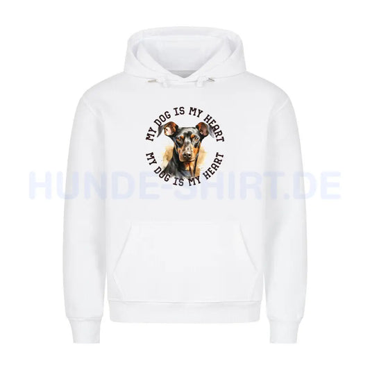 Premium Hoodie " Dobermann HEART" Weiß – hunde-shirt.de