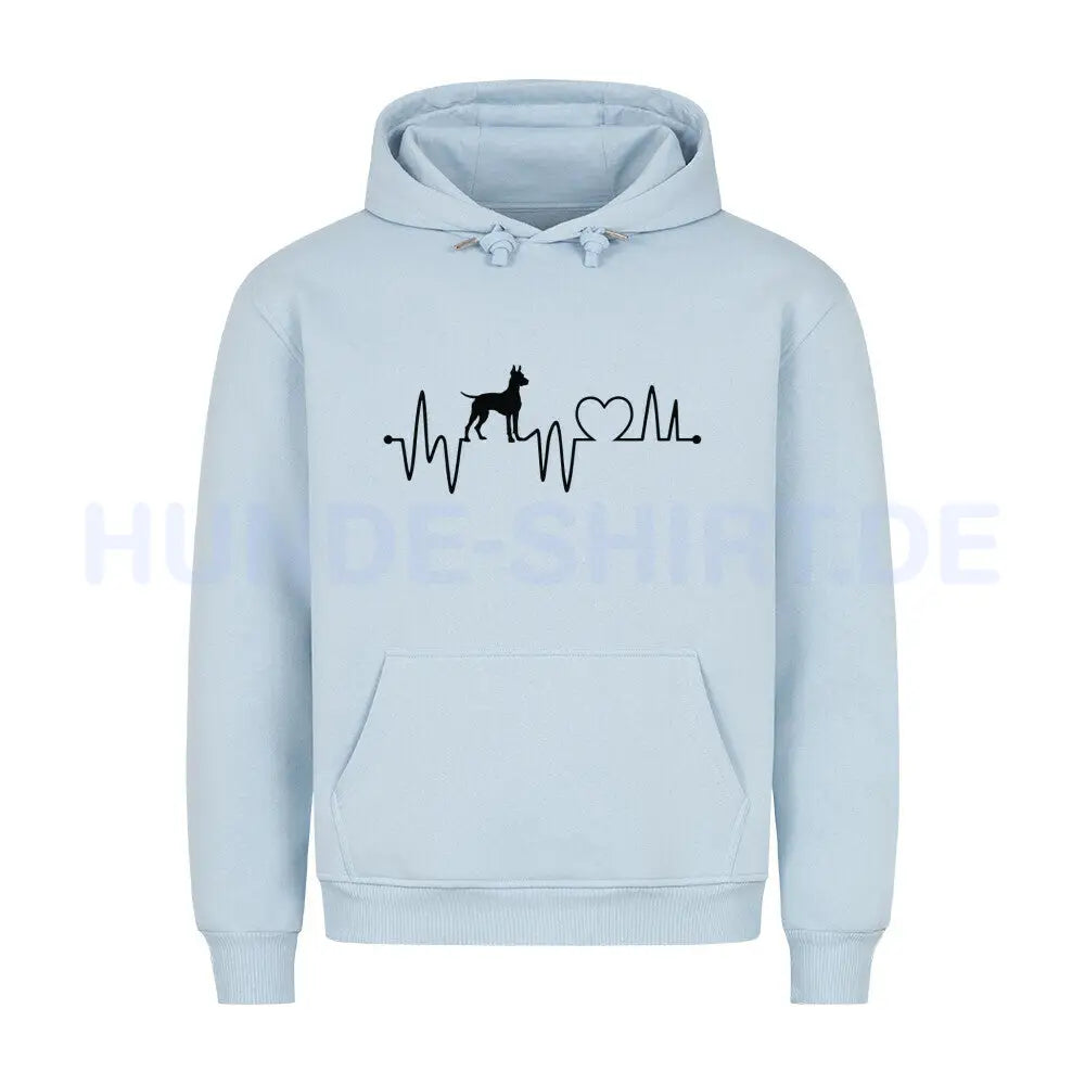 Premium Hoodie "Dobermann - Heartbeat" Babyblau – hunde-shirt.de